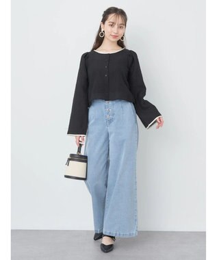 earth music&ecology シアーパイピングシャツ Black