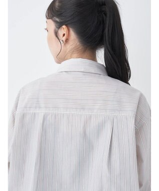 earth music&ecology レギュラーカラーシャツ Stripe Beige