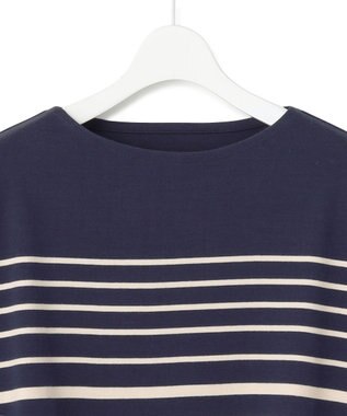 23区 S 【洗える】Armor-lux ベルスリーブボーダー カットソー グレイッシュブルー×ベージュ