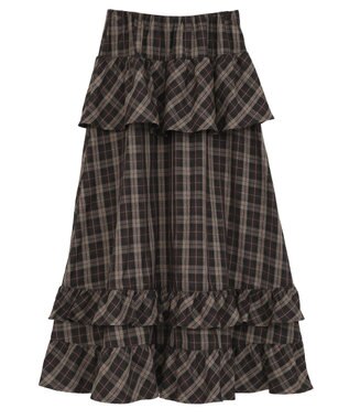 Green Parks ■ＥＳＣＡＲ　チェックペプラムフレアスカート