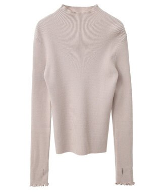 earth music&ecology 袖口刺繍リブニットプルオーバー Light Beige