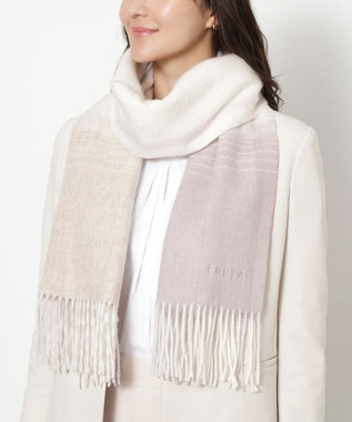 MOONBAT FURLA(フルラ）ウール100％ オンブレー チェックストール オフホワイト