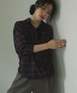 Green Parks カシュクールシアーシャツ Navy