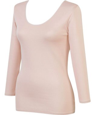 Wing あったかインナー 綿100％(肌側) 軽い シルクプロテイン加工 8分袖 長袖 秋 冬 EL2850 ウイング／ワコール ピーチ