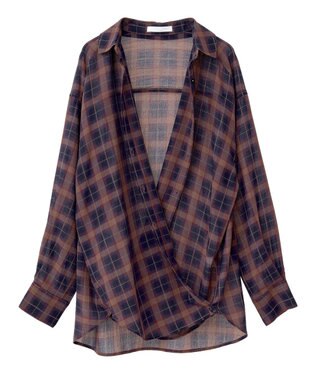 Green Parks カシュクールシアーシャツ Navy