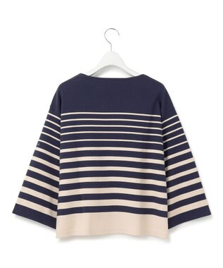 23区 S 【洗える】Armor-lux ベルスリーブボーダー カットソー グレイッシュブルー×ベージュ