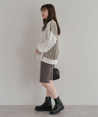 Green Parks グログランテープ配色ドッキングプルオーバー Off White