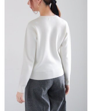 Te chichi パール&ウレタン刺繍ロゴニット オフホワイト