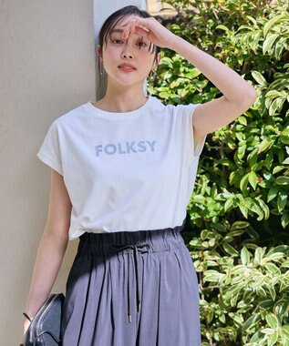 ANY グリッタープリントロゴＴシャツ オフ