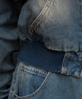 WEGO ファーフードデニムショートブルゾン デニム中濃加工色