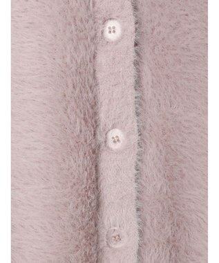 earth music&ecology ロングシャギーＶネックカーディガン Pink Beige