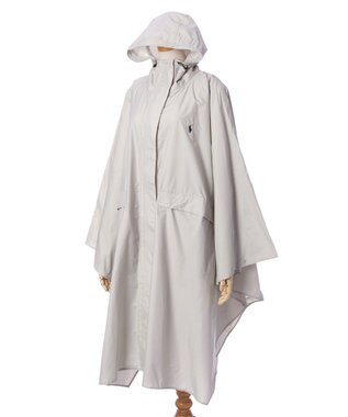 MOONBAT POLO RALPH LAUREN(ポロ ラルフローレン) ポロポニー ポケッタブル レインポンチョ レインコート 無地 フード 収納袋 ロゴ入 レディース ライトグレー