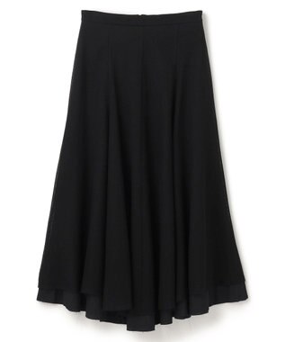 BEIGE， PINE / ウールレイヤードフレアスカート Black