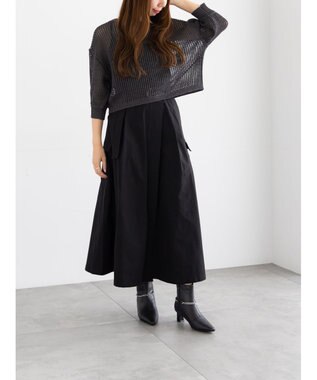 Te chichi スパンコールメッシュハーフスリーブニット《2025Autumn catalog item》 チャコールグレー