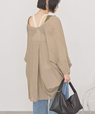 AMERICAN HOLIC Vネックポンチョシャツ Gray Beige