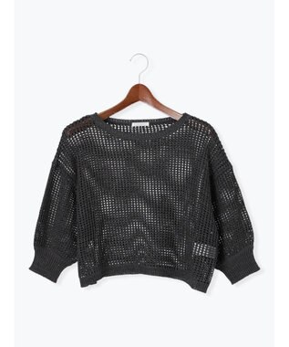 Te chichi スパンコールメッシュハーフスリーブニット《2025Autumn catalog item》 チャコールグレー