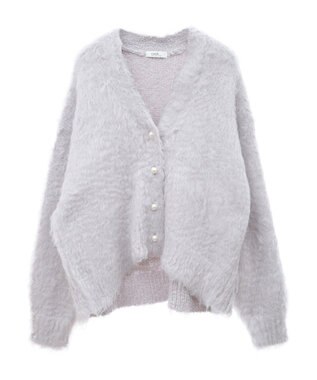 earth music&ecology フワフワパールニットカーディガン Light Gray