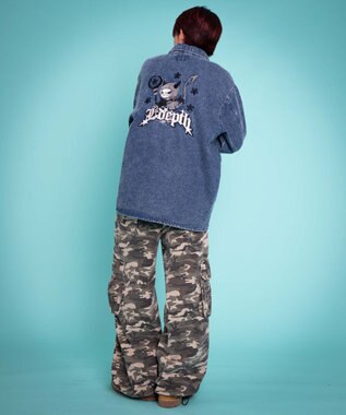 WEGO 【ユニセックス着用ITEM/MLサイズ展開】グラフィックデニムシャツ（LS） デニム中濃加工色