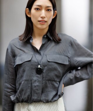 BEIGE， PAULINE / ドローストリングシアーブラウス Slate