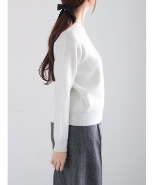 Te chichi パール&ウレタン刺繍ロゴニット オフホワイト