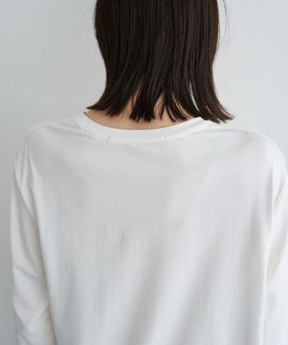 YECCA VECCA ラウンドヘム7分袖ロゴTee Off White