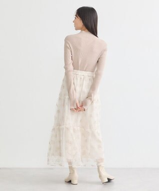 earth music&ecology 袖口刺繍リブニットプルオーバー Light Beige