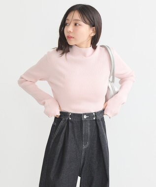 earth music&ecology 袖口刺繍リブニットプルオーバー Light Pink