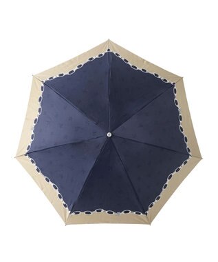 MOONBAT ランバン オン ブルー 折りたたみ傘 チェーン柄サテンジャガードプリント 簡単開閉 ネイビーブルー