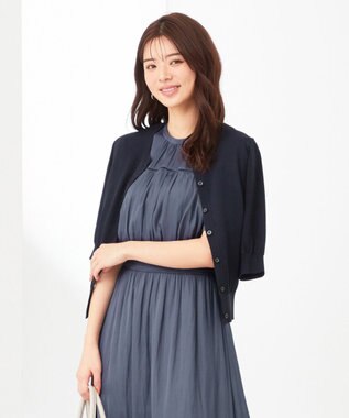 ANY SIS 【洗える】ハーフスリーブ カーディガン ネイビー