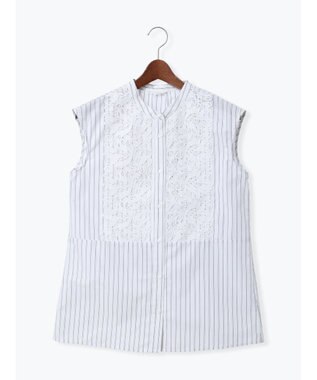 Te chichi リーフレースノースリーブチュニックシャツ オフホワイト