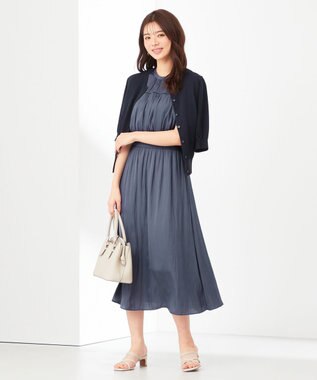 ANY SIS 【洗える】ハーフスリーブ カーディガン ネイビー