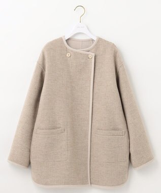 ANY SIS トリミングウールリバー コート アイボリーベージュ