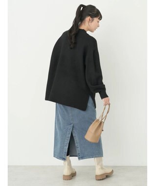 earth music&ecology ＦＬＵＦＦＹハイネックチュニック Black