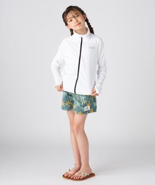 OP／FILA 【Ocean Pacific】フルジップ OPロゴラッシュガード ホワイト