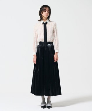 GRACE CONTINENTAL フリンジレースタイ付ブラウス ホワイト