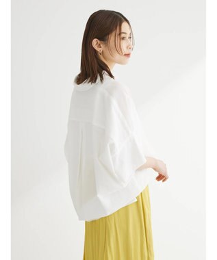 Green Parks 綿麻混スキッパーシャツ Off White