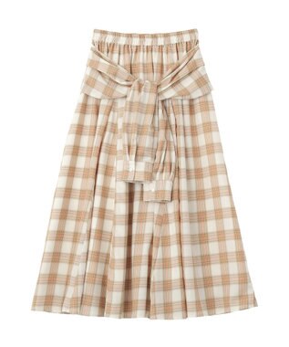 Green Parks イージーケアチェックボリュームスカート Beige