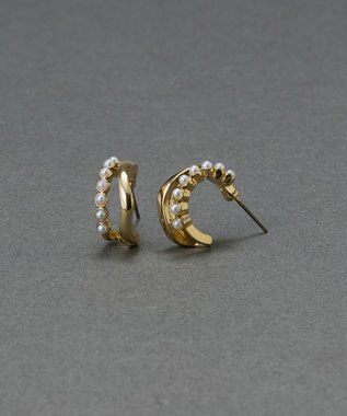 Phoebe 〈金属アレルギー対応〉ダブルラインパールフープピアス　ホワイト/ニッケルフリー ホワイト