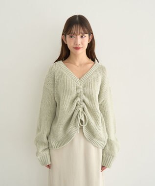 earth music&ecology フロントシャーリングニットプルオーバー ミント