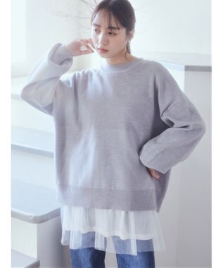 earth music&ecology アンチピリングバックスリットプルオーバー Light Gray Mixture