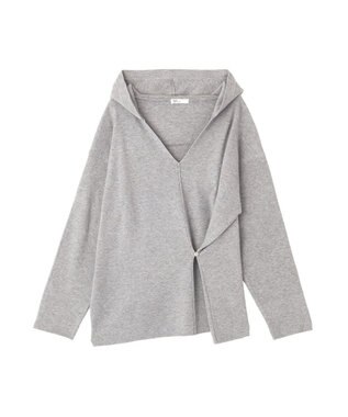 CRAFT STANDARD BOUTIQUE Vネックフードカシュクールニットプルオーバー Gray Mixture