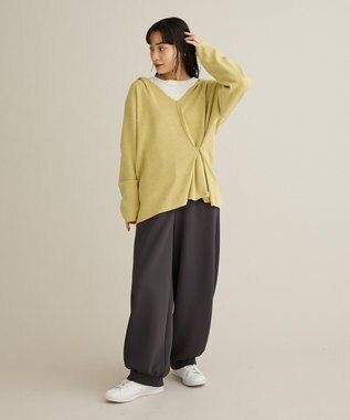 CRAFT STANDARD BOUTIQUE Vネックフードカシュクールニットプルオーバー Light Yellow