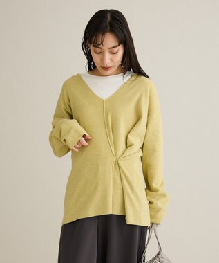 CRAFT STANDARD BOUTIQUE Vネックフードカシュクールニットプルオーバー Light Yellow
