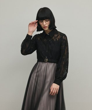 GRACE CONTINENTAL コードレースプリーツワンピース ブラック