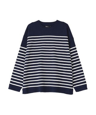 CRAFT STANDARD BOUTIQUE パネルボーダーニットプルオーバー Border Navy