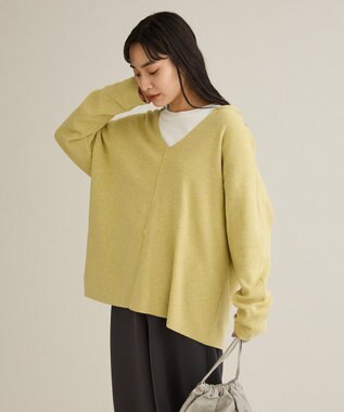 CRAFT STANDARD BOUTIQUE Vネックフードカシュクールニットプルオーバー Light Yellow