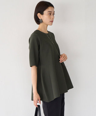 UNFILO ハーフスリーブ ペプラムニット カーキ