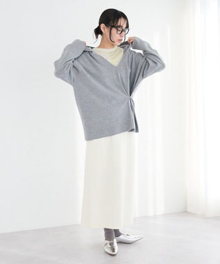 CRAFT STANDARD BOUTIQUE Vネックフードカシュクールニットプルオーバー Gray Mixture