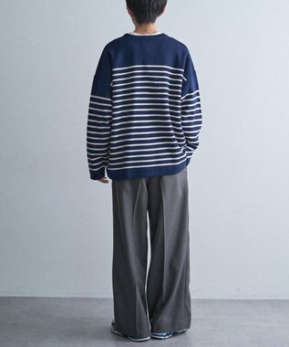 CRAFT STANDARD BOUTIQUE パネルボーダーニットプルオーバー Border Navy