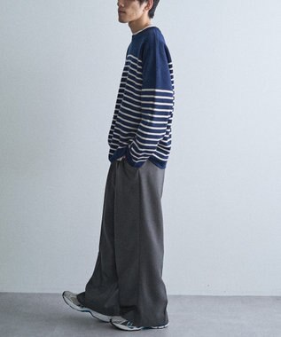 CRAFT STANDARD BOUTIQUE パネルボーダーニットプルオーバー Border Navy